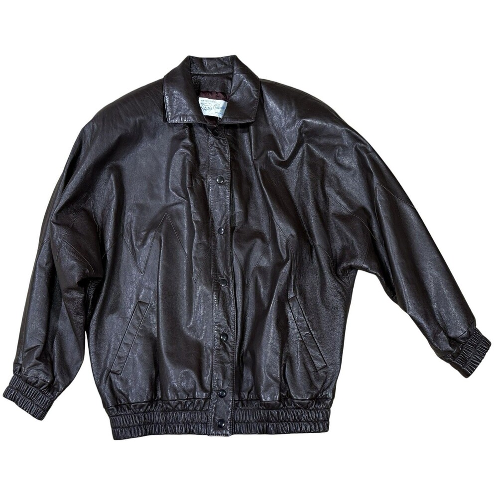 Peter Caruso Vintage Chocolate Full Button Up Leather Jacket Made In USA Size M